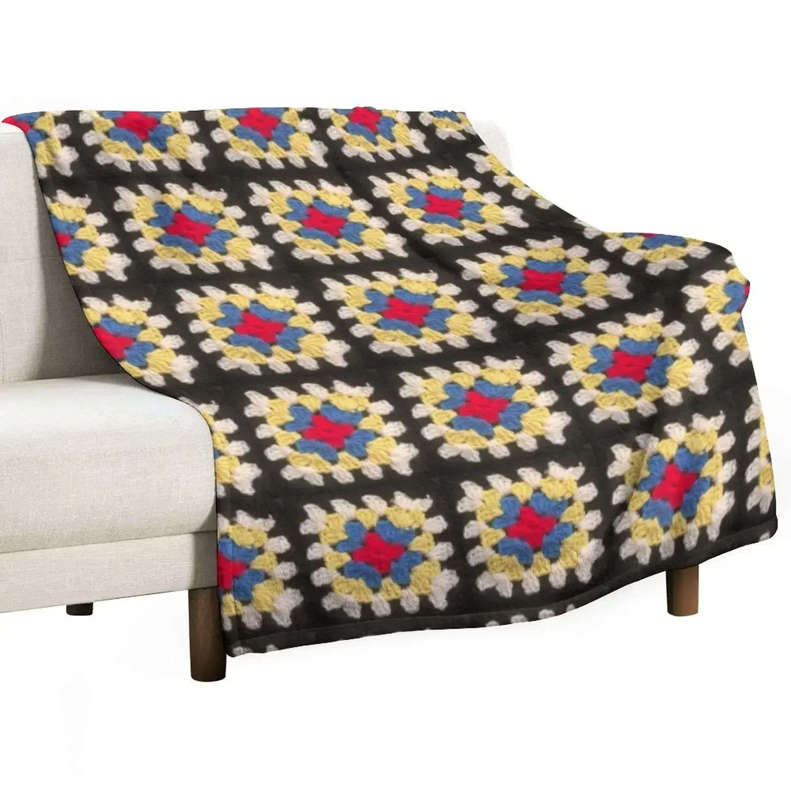 

Primary colours granny square Throw Blanket Blankets Sofas Of Decoration Travel Blankets