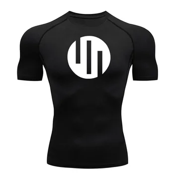 Running T-shirt Short Sleeve White Compression Shirt Men's Gym Exercise Quick dry Sun Protection Sportswear Muscle shirt 1