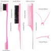 Hair Styling Comb Set Teasing Hair Brush Triple Teasing Comb Rat Tail Combs Edge Brush Hair Tail Tools Braid Tool Loop 5