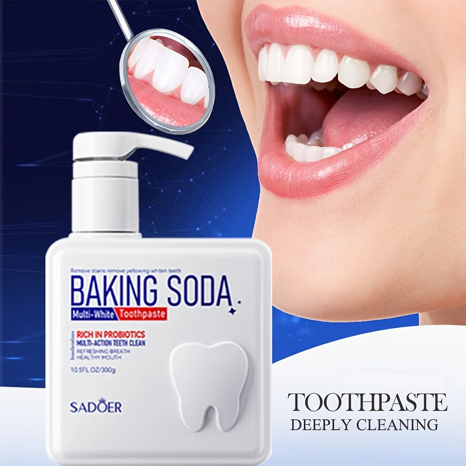 Dentifricio detergente al bicarbonato di sodio con probiotici, pulizia profonda, sbiancante e illuminante, 300 g_voghion.com