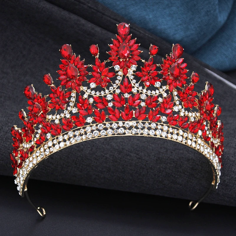 Baroque Royal Crown Tiara - Rhinestone Crystal Bridal Pageant Crown With Comb