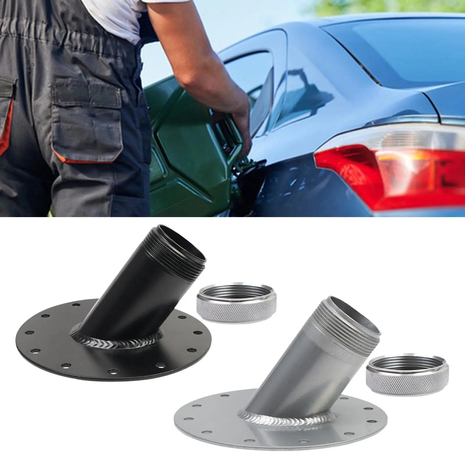 내구성이 뛰어난 45도 연료 셀 필러 넥 알루미늄 합금 액세서리 12 볼트 베이스..