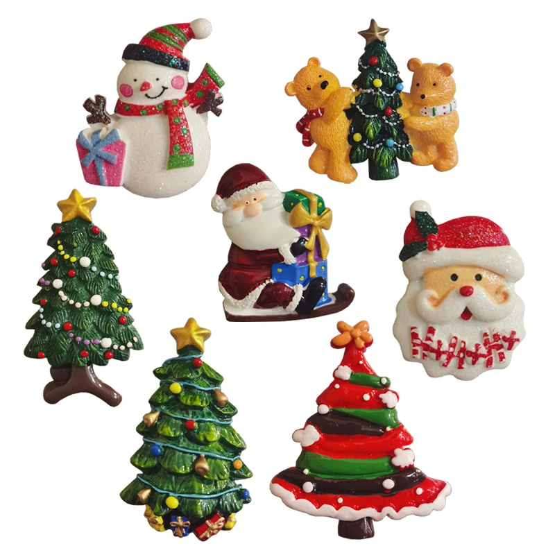 

Mini Christmas Tree Santa Snowmen Christmas Resin Accessories For Xmas Gifts DIY Crafts Miniature Xmas Party Decoration Supplies