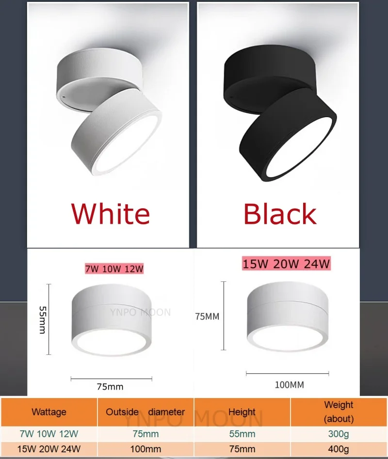 รูปสินค้า ดาวน์ไลท์ LED ปรับแสงได้ หมุนได้ ติดตั้งง่าย