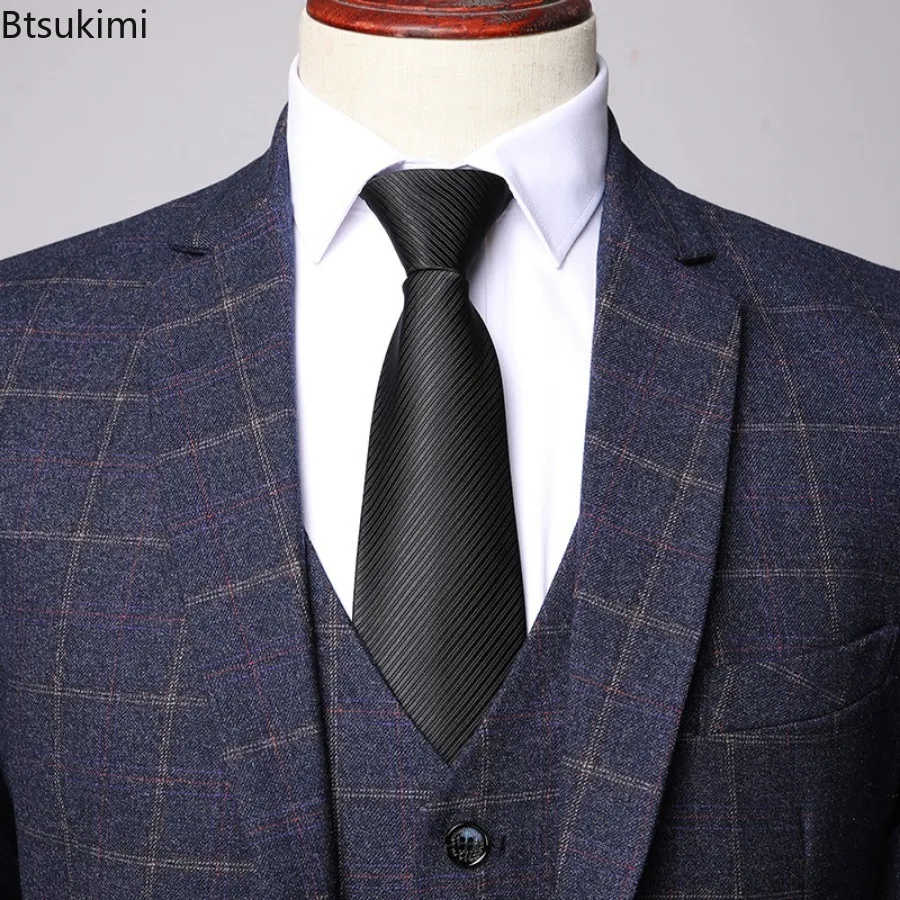 New Men's Three-pieces Fashion Plaid Slim Business Party Formal Elegant Blazer Sets (Jacket+Pants+Vest) Prom Wedding Groom