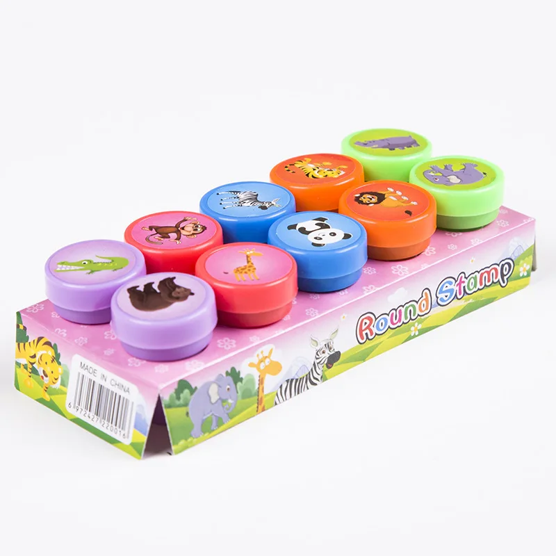 Assorted Stamps for Kids Self-ink Stamps Children Toy Smiley Face Seal Scrapbooking DIY Painting Photo Album Decor 10pcs self ink stamps