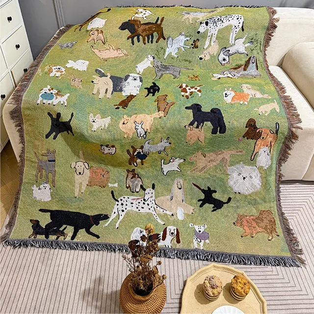 New Animal Sofa Blanket Cover European Village Tapestry Home decoration Cute Cartoon Sofa Cushion Camping Blanket Bed Cover