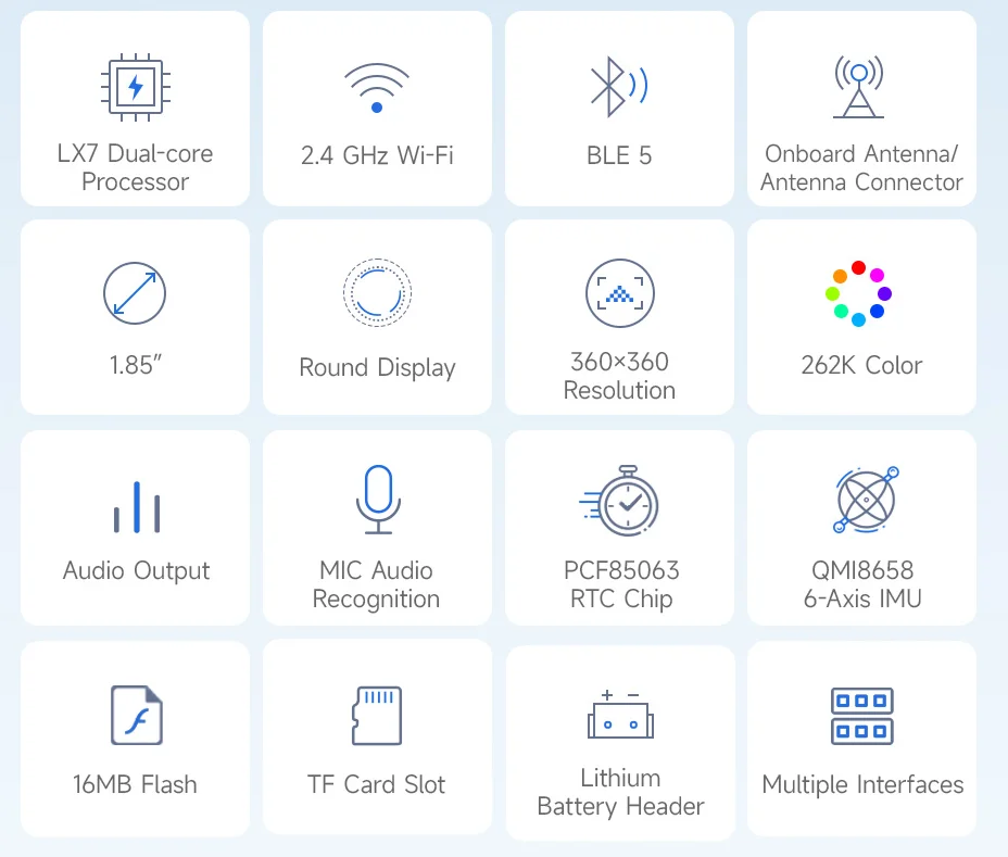11,6-Zoll-Entwicklungsplatine für runde Displays, On-Board-ESP32-S3-Chip-WLAN/Bluetooth-Beschleunigung und Gyroskop-Sensor – Detail 1