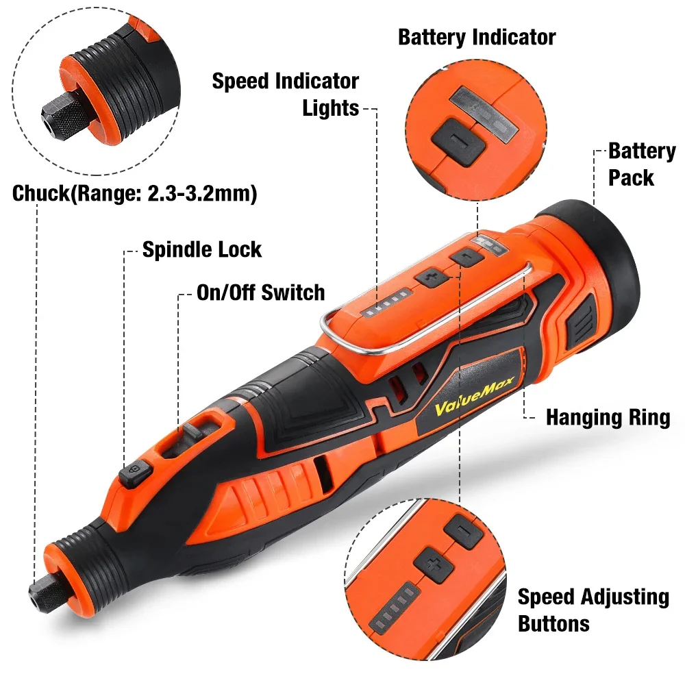 ValueMax 12V Cordless Engraver Electric Drill Engraving Rotary Tool Machine with 101PC Accessories 4