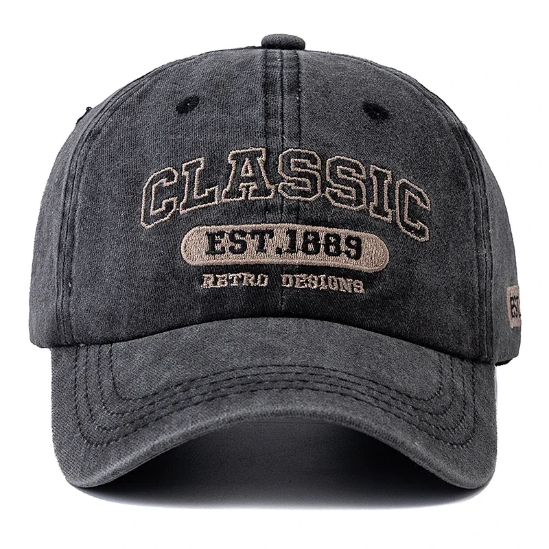 Hot Sale Retro Design Embroidery Classic 1889 Letter Baseball Cap Vintage Washed Cap Adjustable Dad Hats For Women Men