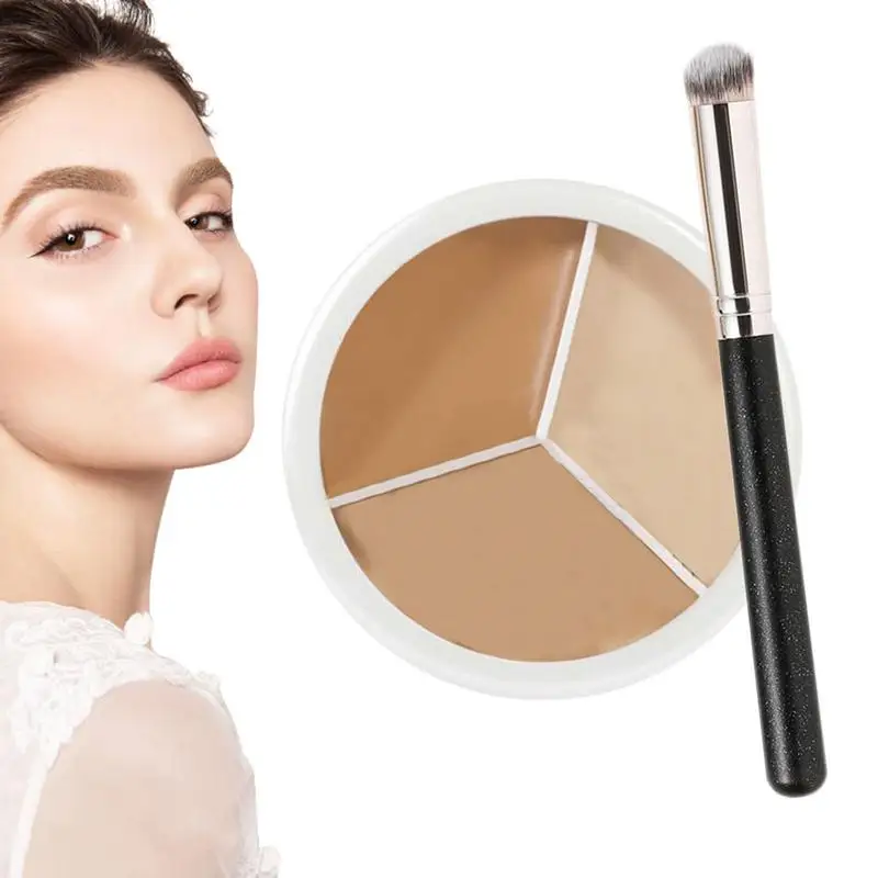 

Tri-color Concealer Palette Ultra-long-lasting Deep Complexion Acne Marks Cover Spots 3 In 1 Face Foundation Cream Makeup Tools