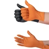 Heavy Duty Diamond Textured Nitrile Gloves 100PCS 10mil Thickened Black/Orange Disposable Glove for Mechanics Tattoo Safety Work 5