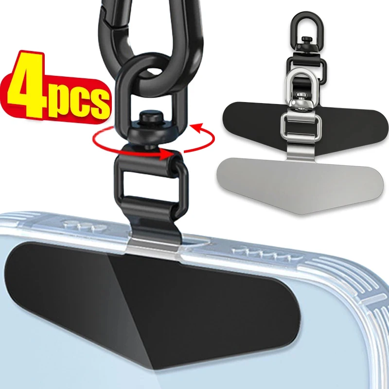 Phone Lanyard 1-4Pcs New Upgrated 360 Rotatable Stainless Steel Phone Tether Tab Metal Patch Gasket Cellphone Lanyard Safety Connecter Piece