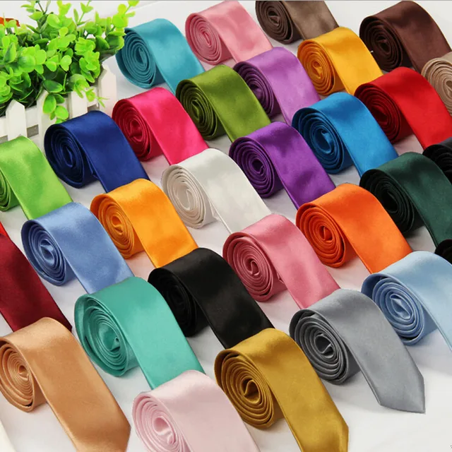 35 colori dei Nuovi Uomini Alla Moda 5 centimetri Skinny Collo di Colore Solido della Cravatta del Legame Si Sceglie Colori Gravata Corbata Modo 2
