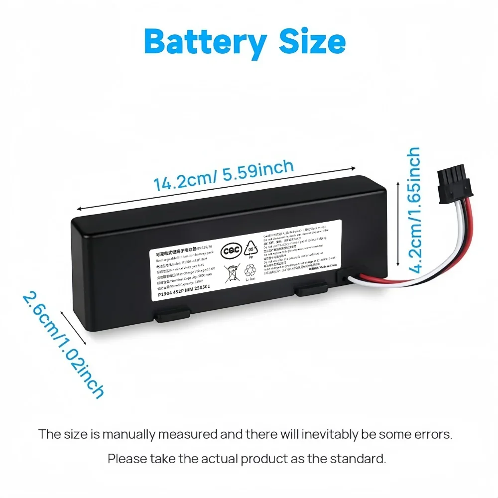 14.4V Li-Ion Battery for Xiaomi Mop 2S / Mop Pro/Mop P, Compatible with Mijia STYTJ02YM,XMSTJQR2S Vacuum Cleaner Robot Battery