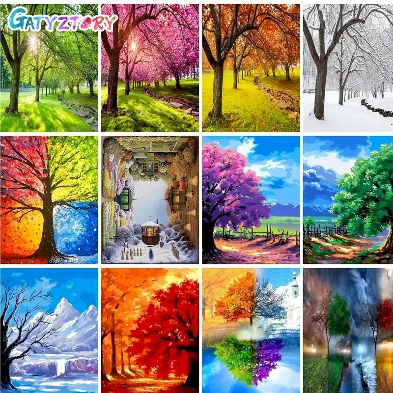 

GATYZTORY Fantasy Trees Landscape Paint By Numbers Kit Oil Paints 40*50 cm Canvas Painting Decorative Paintings Crafts For Adult