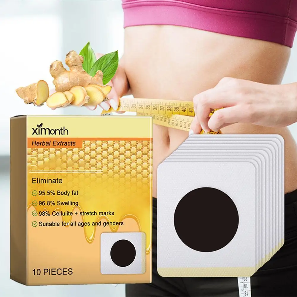 

10 шт., дышащие наклейки с имбирем для похудения