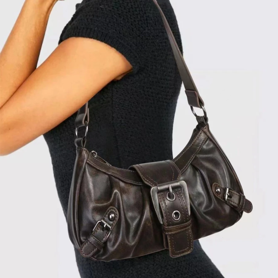 حقيبة إبطين كلاسيكية من الجلد الصناعي للنساء ، حقا...