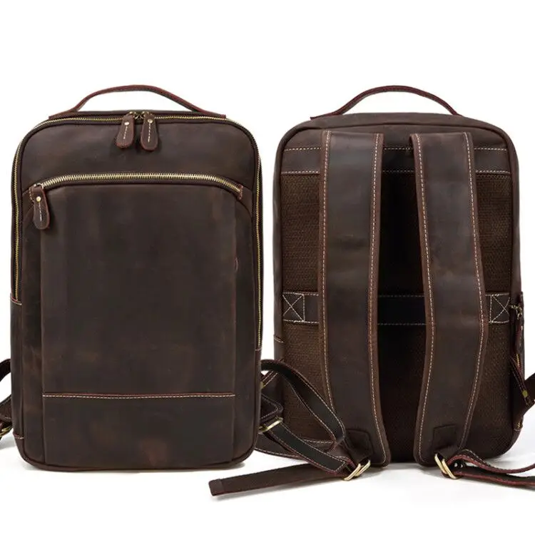 Womens Rustic Brown Leather Backpack Mens Purse