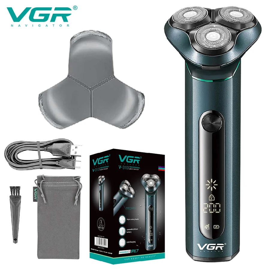 

VGR New Electric Shaver Rotary 3D Floating Razor Waterproof Shaver Men's Razor Professional Beard Trimmer USB Rechargeable V-310