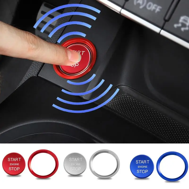 Car Start Button Cover Start Stop Engine Push Button Cover Aluminum Alloy Auto Start Button Decor Auto Styling Accessories