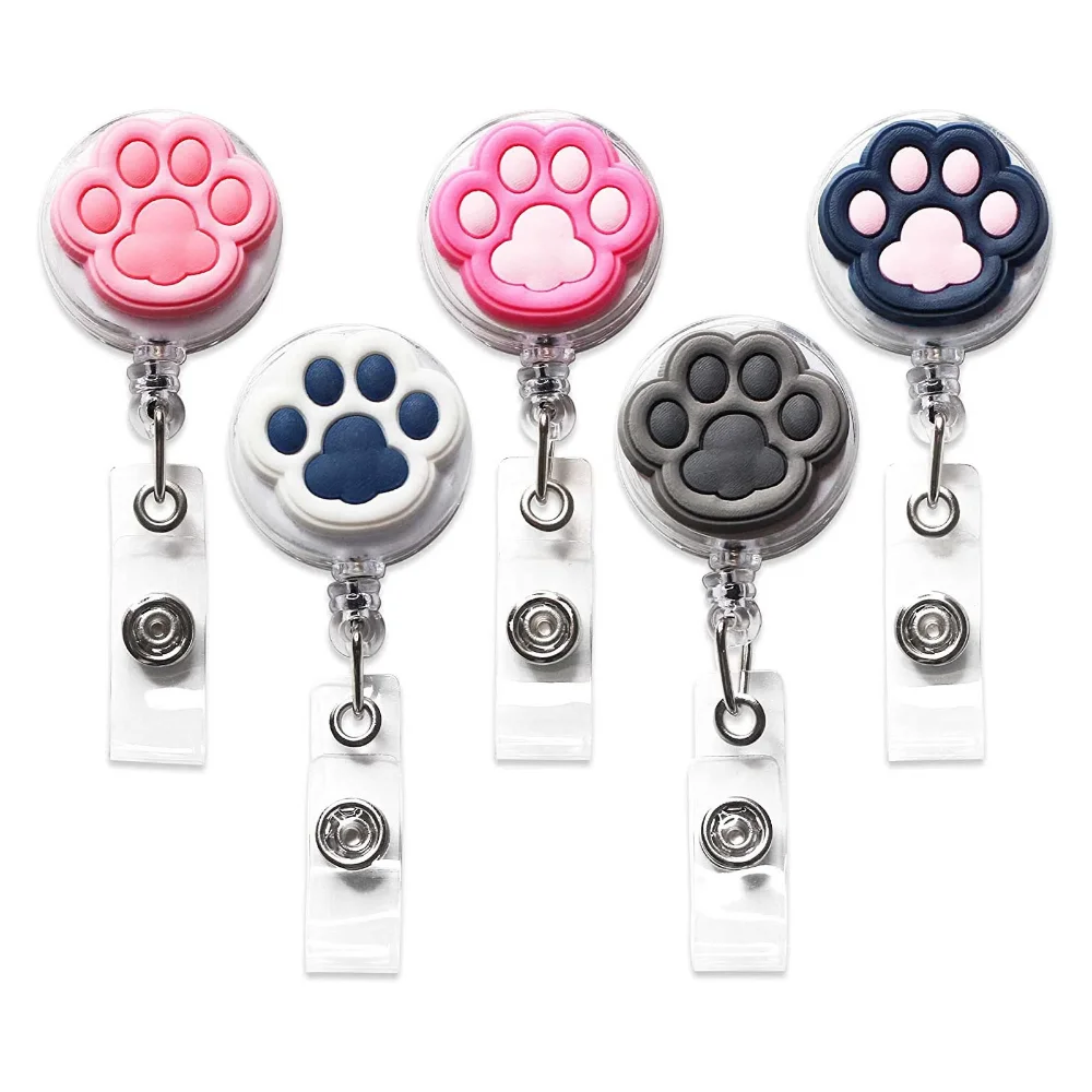Cat Claws Cute Telescopic Rotating Silicone Plastic Alligator Clip Easy To Pull Nurse Student Badge Scroll Easy To Pull