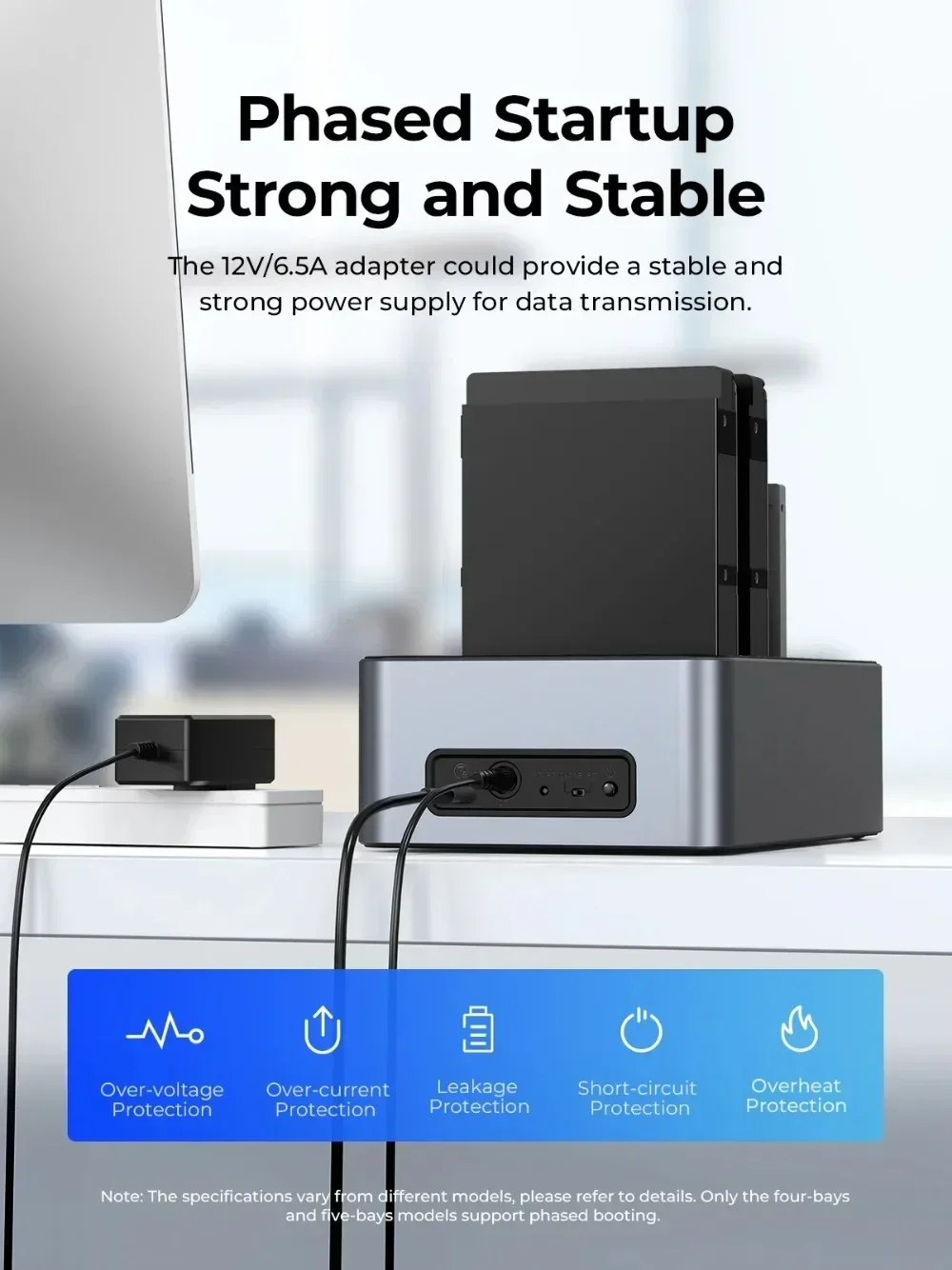 ORICO 2.5/3.5인치 하드 드라이브 도킹 스테이션 알루미늄 SATA - Type-C 5Gbps, 2.5/3.5인치 HDD/SSD 박스용 오프라인 복제 기능 포함