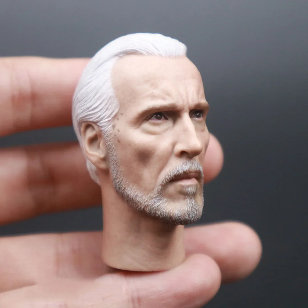 1/6 Christopher Lee Head Sculpt PVC Male Head Carving Fit 12'' Soldier Action Figure Body for Hobby Collection