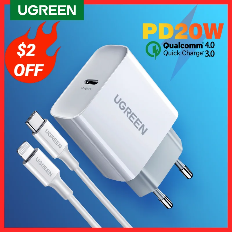 UGREEN Quick Charge 4.0 3.0 QC PD Charger 20W QC4.0 QC3.0 USB Type C Fast Charger for iPhone 17 16 15 Pro Xiaomi Phone PDCharger