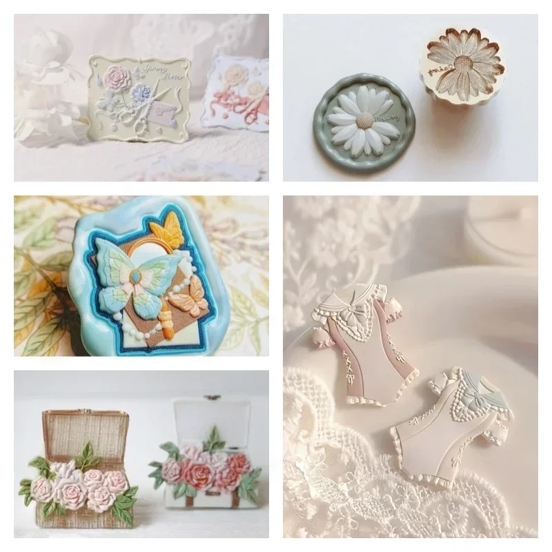 Diy Hand Ledger Stamp Toy Fire Seal Multi-level Fine Carving Seal Head Lovely Embossed Copper Head Invitation Envelope