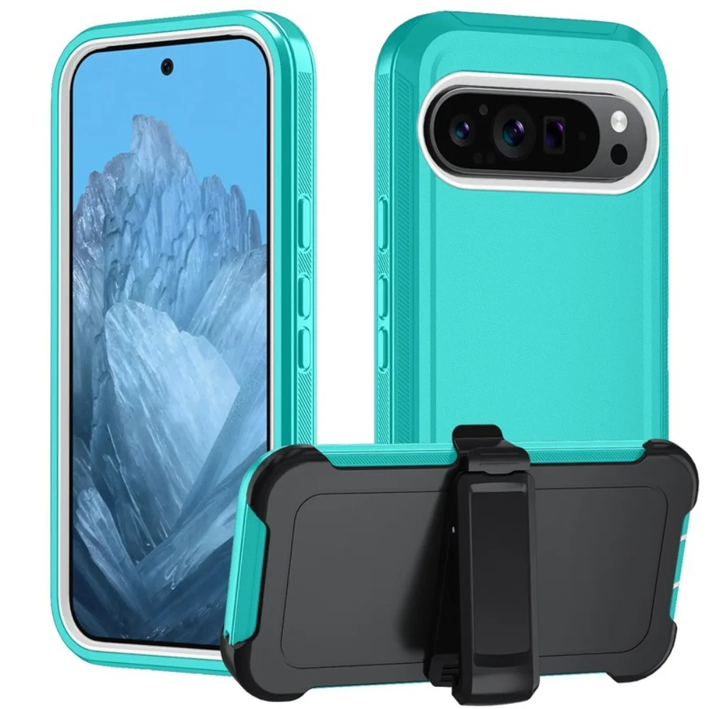 Durable Shockproof Rugged Armor Phone Case with Belt Clip and 3-Layer Hybrid Protection