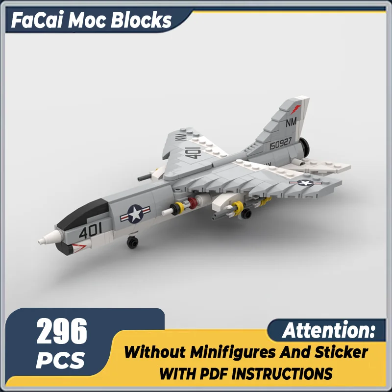 

DIY Assembly Toys Gifts Military Series 1:72 Scale Moc Building Blocks F-8E Crusader Model Technology Fighter Bricks