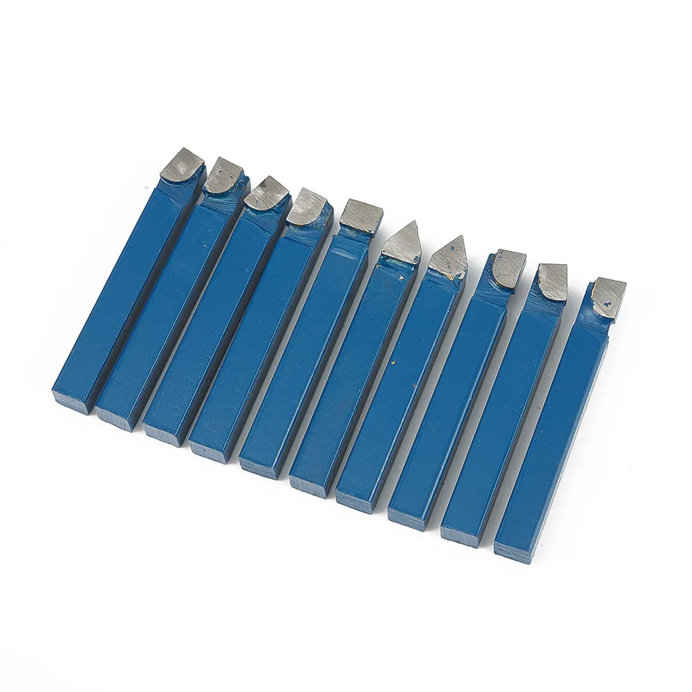 10pcs 1/4 인치 선반 커터 비트 세트 CNC 및 수동 선반용 C6 팁 도구 높은 내마모성 빠른 절삭 성능