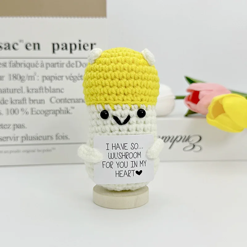 Funny Positive Crochet Sunshine Doll Desktop Ornament Handmade Cheer Emotional Support Positive Sun with Card Home Party Decor 33 S9fb0b00d4fb54a1493537ce1b3f7fa0eV