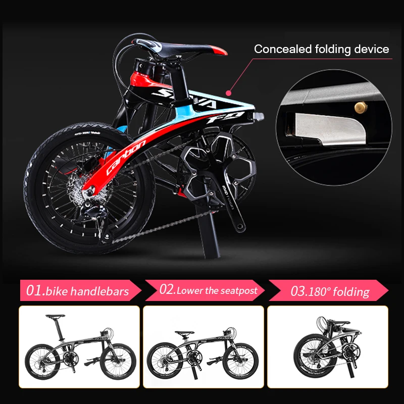 SAVA Z2 Carbon Fiber Folding Bike 16 Inch Light Bike Adult
