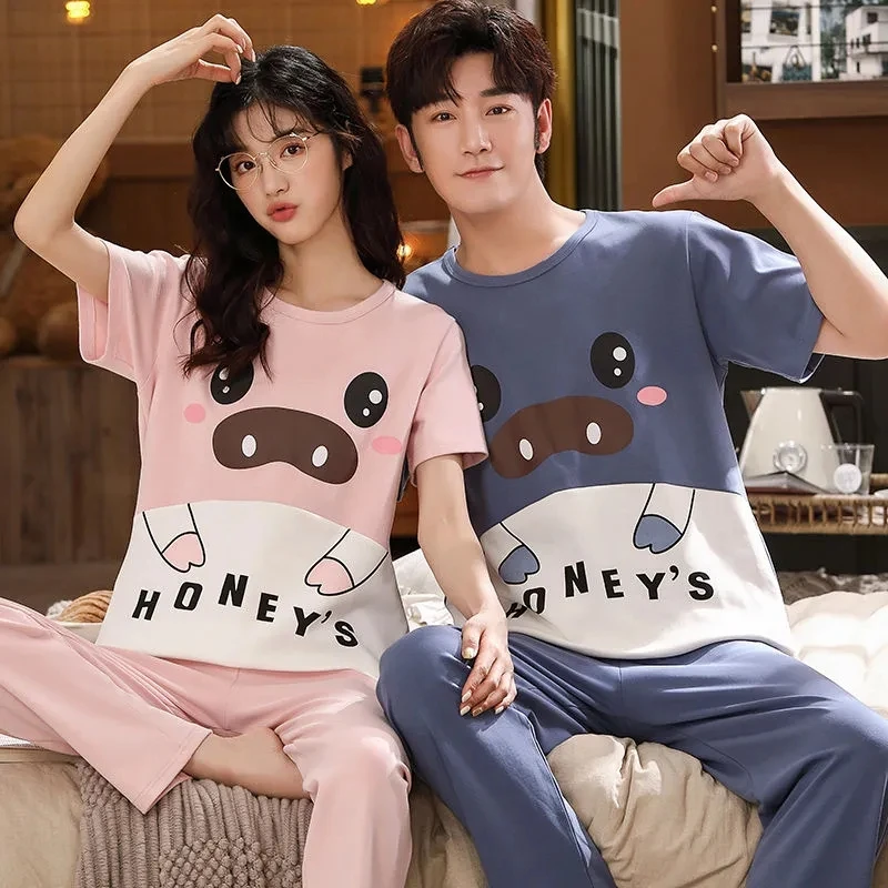 Couple Matching Pajamas Set For Mens Sleepwear Anime Pijama For Women Homewear Cozy Nightgown Home Clothes Hombre Night Suit couple pajamas set silk stain sleepwear homewear for men women black color nightwear pijama hombre pyjama homme women s pajamas