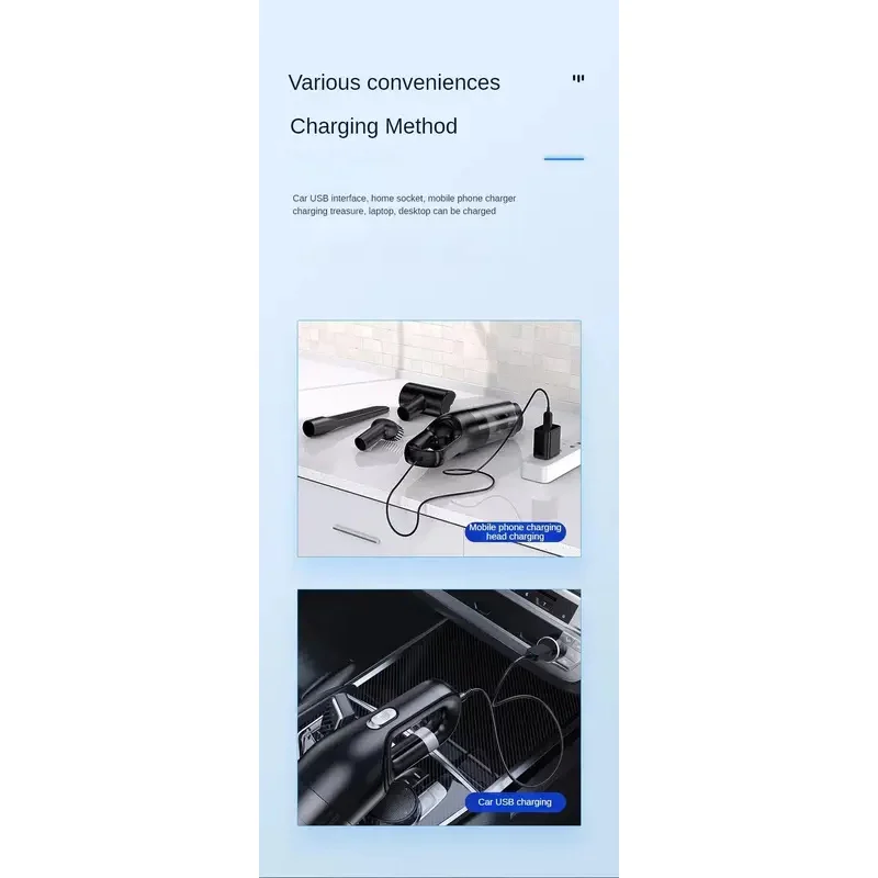 Handheld Home Vacuum Cleaner Rechargeable Portable Vacuum Cleaner Car Home Dual Purpose Wireless Dust Catcher Pet Hair 10000PA