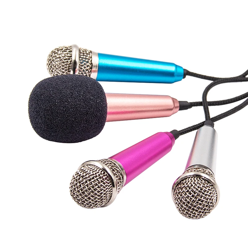 3.5mm Portable Stereo Studio Mic KTV Karaoke Mini Handheld Microphone For Smartphone Laptop PC Desktop Handheld Audio Microphone
