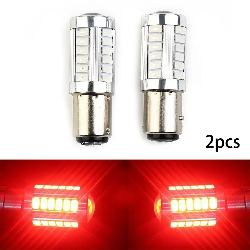 2Pcs Red Car Brake Tails Light 1157 P21/5W 380 BAY15D 33 Smd Car Stop Tail Brake LED Bulbs Lamp Light Auto Accessories Parts