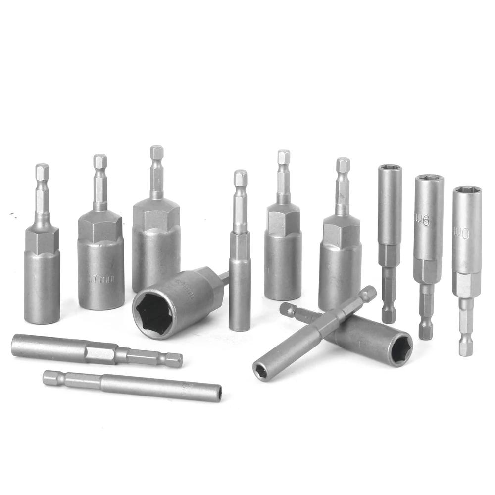 Length Deepen Impact Socket Adapter 5-19mm Power Nut Driver Socket Set 1/4-inch Hex Shank Screwdriver Key Head Hand Tool 1PC 5