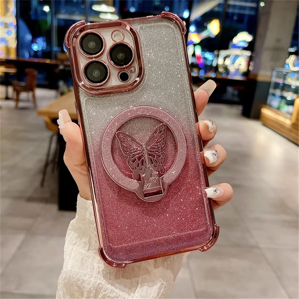 Butterfly Bracket Plating Glitter Shockproof Phone Case