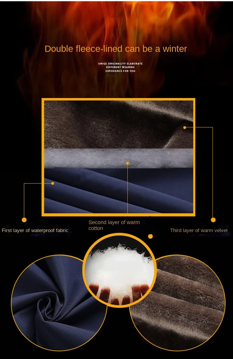 Brand Winter Parka Men's Business Thickened fleece-lined Warm Windproof Jacket Fashion Clothing Men's Casual Cold-proof Coat