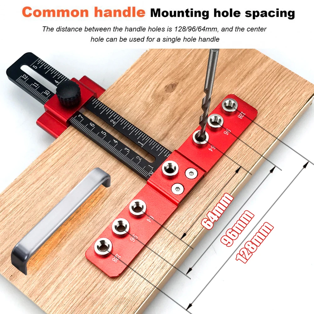 

Adjustable Cabinet Hardware Doweling Jig Wood Drilling Dowelling Guide Metal Drill Template Guide for Cabinet Handles and Pulls