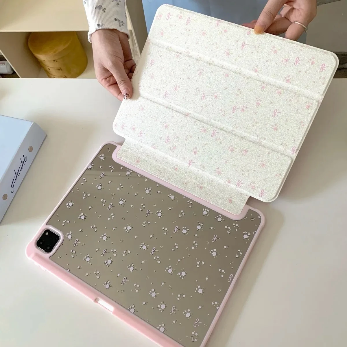 Elegant Pink iPad Case with Pencil Holder