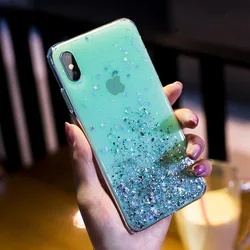 Luxury Gradient Glitter Star Soft Clear TPU Phone Case - iPhone 11 (Green)