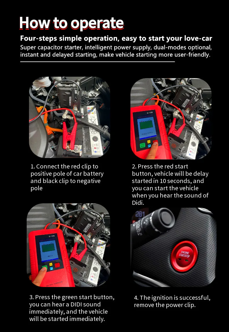 A+ Car Jump Starter C158 C-158 12V Battery Power Bank No Battery Inside Super Capacitor Unlimited use ChargeTime Less 3 Minutes noco gb150