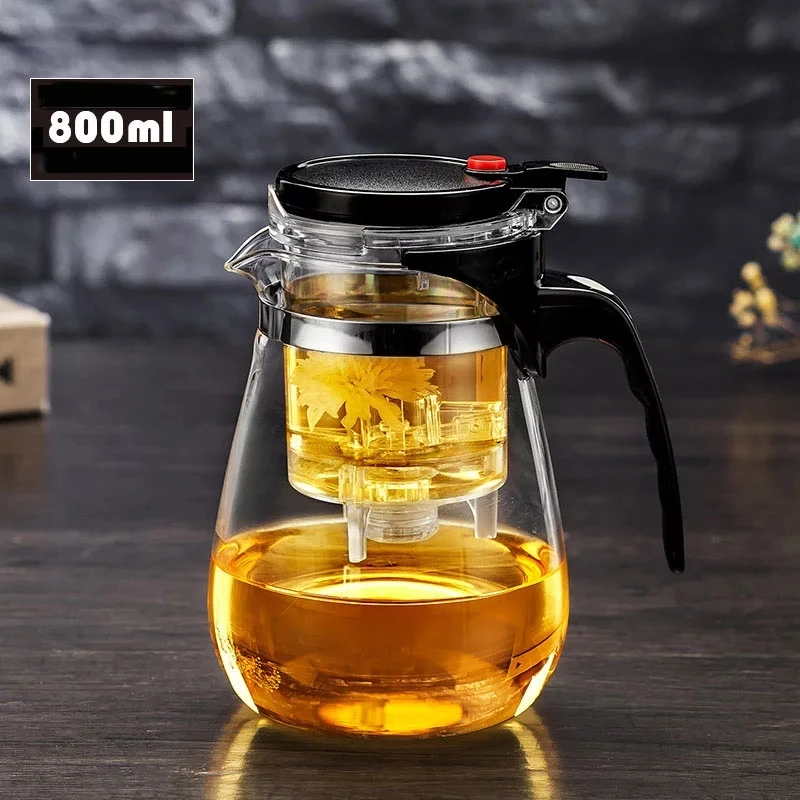 

800ml Heat Resistant Glass Teapot Chinese Kung Fu Tea Pot Set Portable Green Tea Puer Kettle Coffee Maker Home Office Accessorie