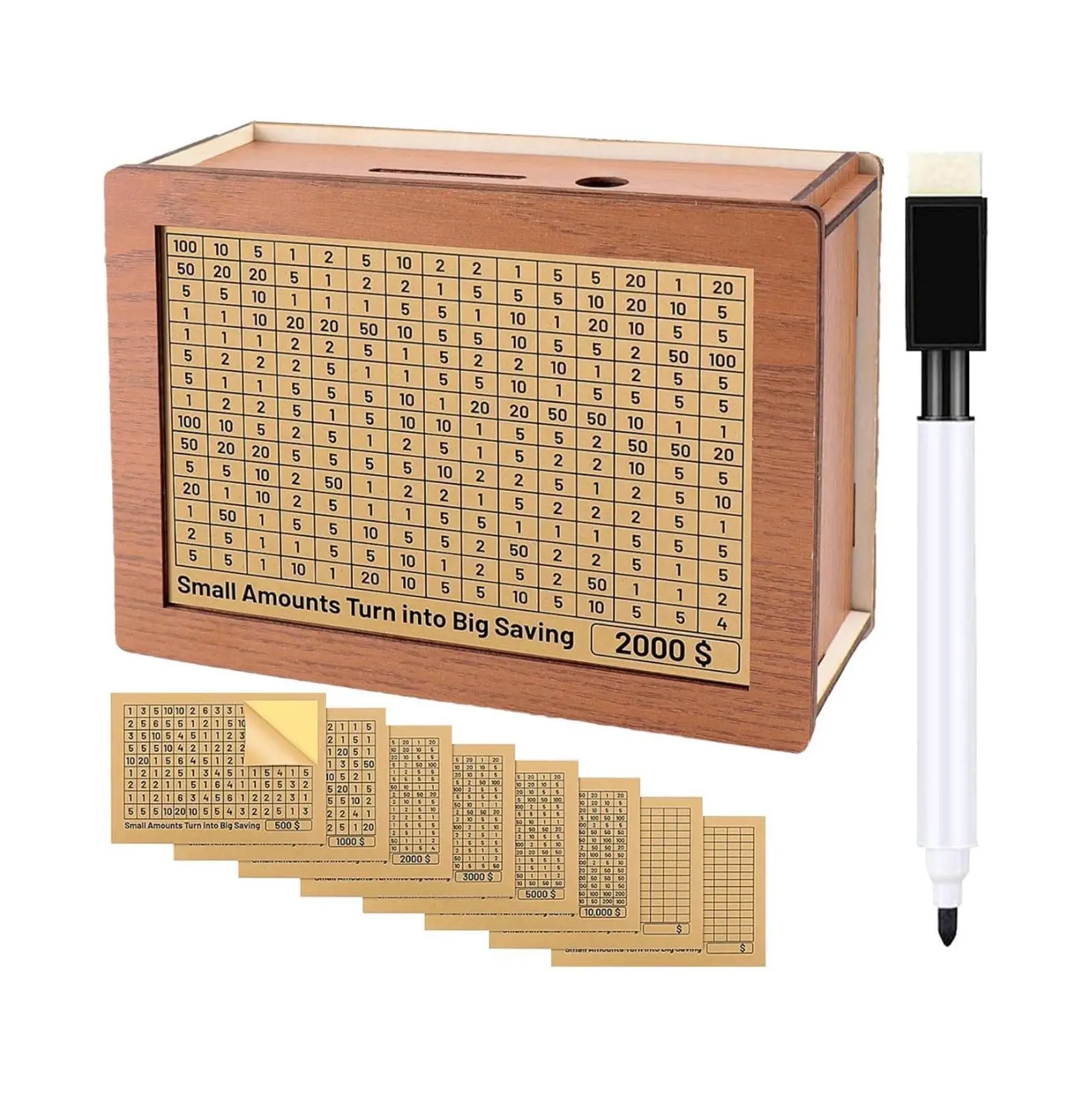 Enhanced Wooden Money Saving Box with Counter for Adults - DIY Target Cash Saver