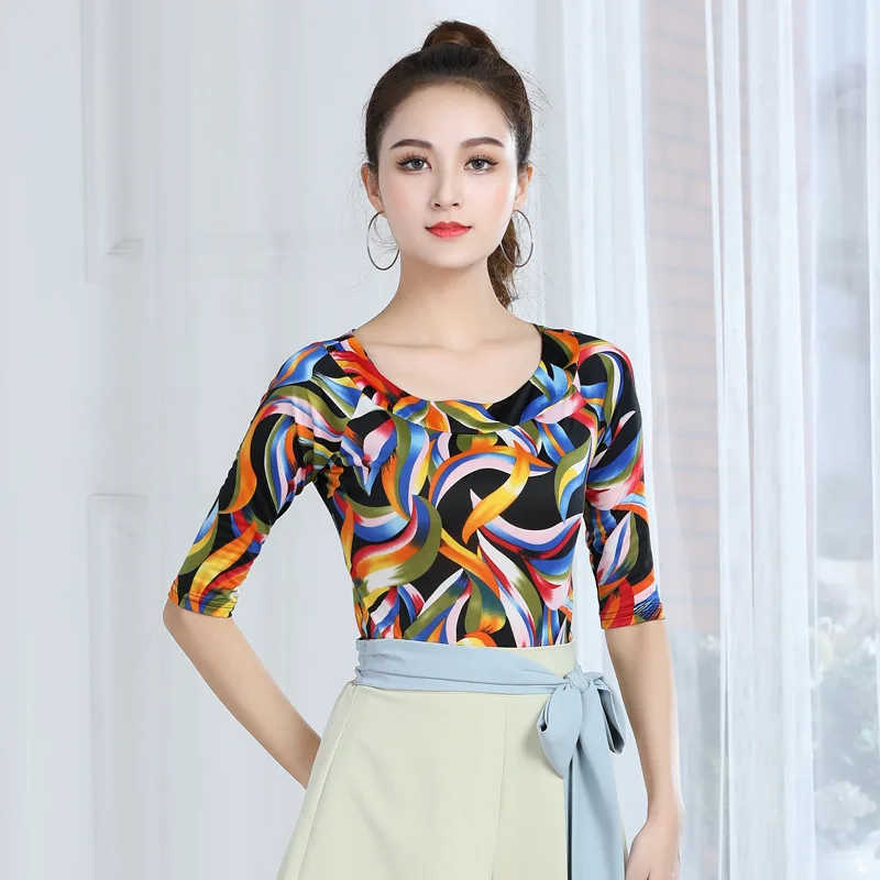 latin dance tops women's long sleeves modern dance suit social practice cheap clothes balloom salsa dancer top