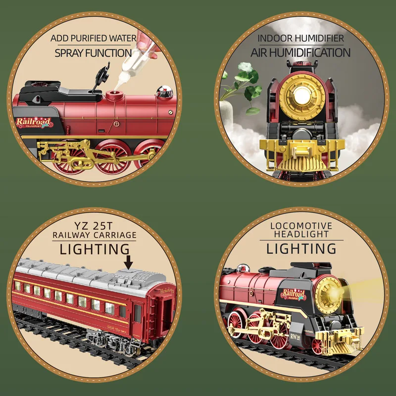 Electric Train Set Classical Battery Operate Remote Control Train Set Christmas Steam Train Light Sound Christmas Series Toys Gift Children